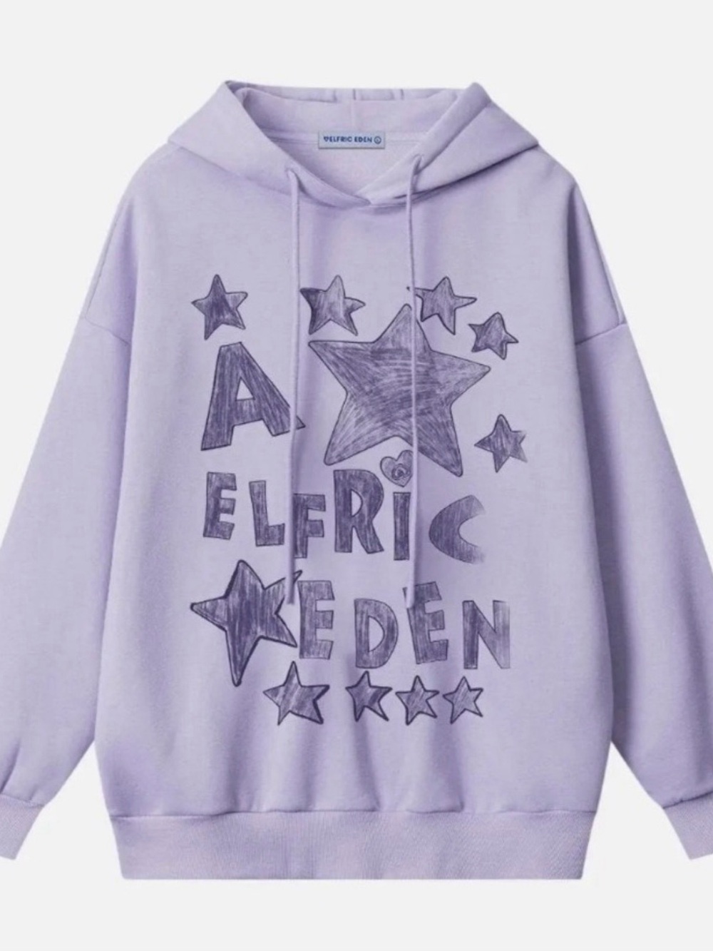 Aelfric Eden Graffiti Star Print Hoodie Purple Lavender L NWT